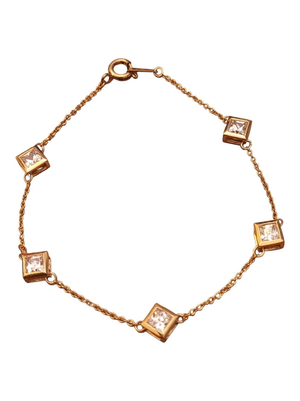 🥳4/$25!🥳 Gold Bracelet with Square Crystal Stations